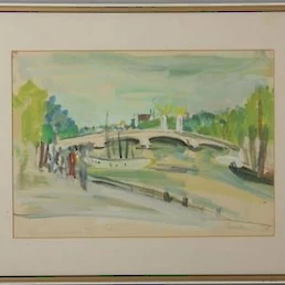 Delo Josefine Kreuzer z naslovom Paris Pont Alexandre III, 1958, na spletni dražbi pri avstrijski avkcijski hiši Dorotheum
