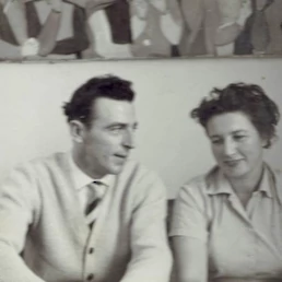 Josefine Kreuzer s sestričninim možem Marjanom Vrščajem, 1963 (Vir: Dare Mušič)