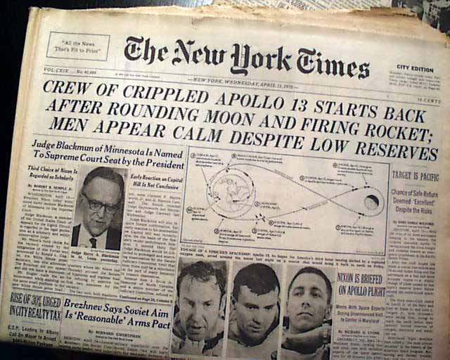 New York Times, novica o Apollu 13