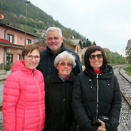 Irena Plut, Božidar Flajšman, Marija Pečavar, Sonja Bezenšek, železniška postaja Semič, 13. april 2019