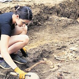 Od maja letos so na trgu pri cerkvi svetega Petra odkrili že več kot 300 skeletnih grobov iz obdobja od 13. do 19. stoletja. (Foto: Dragana Stanković)