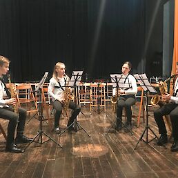 Kvartet saksofonov: Urban Koce, Ema Absec, Ema Lovrin in Antonio Perak