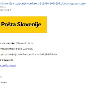 Lažna sporočila Pošte Slovenija