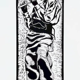 Bogomir Jakša, Frulaš, 1974, linorez, 32 x 69 cm