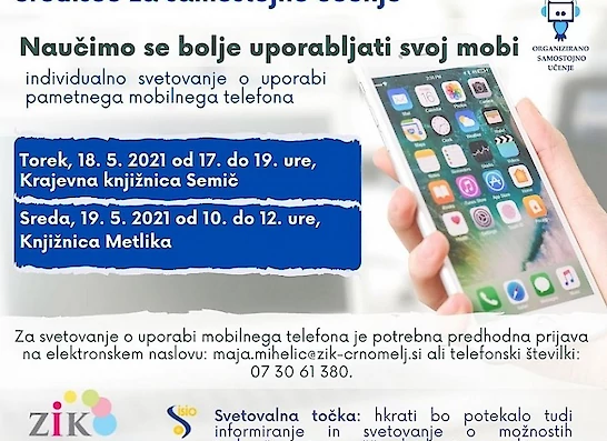 Svetovanje za uporabo pametnega mobilnega telefona Metlika
