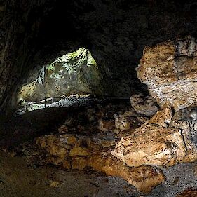 Pogled iz dna kraške jame Malikovec