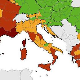 ECD je Slovenijo razdelil na oranžno in zeleno.