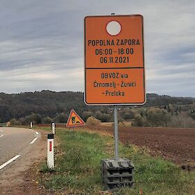 Popolna zapora ceste Žuniči - Vinica