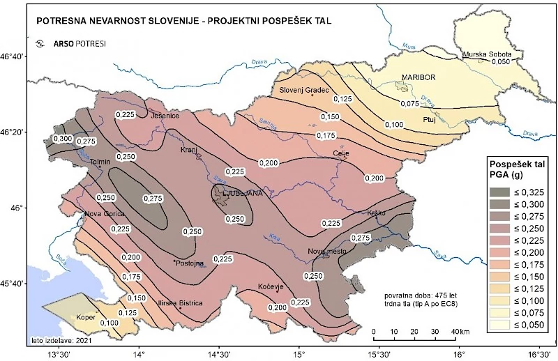Nova karta potresne nevarnosti Slovenije (2021)