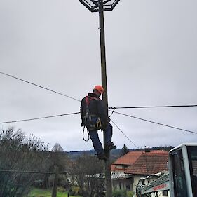 Telekom Slovenije pomagal urediti gnezdo bele štorklje v Vinici
