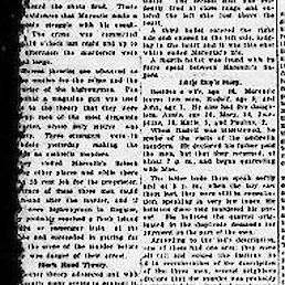 Članek o umoru na naslovni strani časopisa Herald News (6. 5. 1908).
